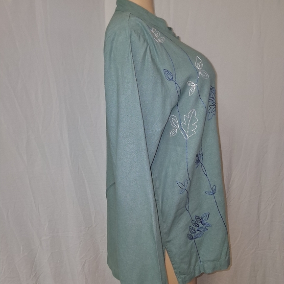 CEDAR CANYON Embroidered Green Button-Upembroiderry  sequins   Blouse Sz m - Picture 8 of 17